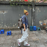 Balo Hoa Nâu Dáng Hộp Balo Sơn Tùng Size to đựng vừa sách vở, laptop