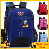Balo học sinh cấp 1,2 cặp sách trẻ em đi học tiểu trung học hình chuột mickey dễ thương nhiều ngăn có phản quang, ba lô