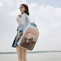 Balo học sinh nữ đi học cấp 2 3 kèm bóp mini cute thời trang ulzzang hàn nhiều ngăn vừa laptop 6576