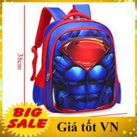 Balo học sinh tiểu học lớp 1 đến 3, chống thấm nước, in nổi 3D chống mỏi lưng, cặp sách cho bé trai hình siêu nhân