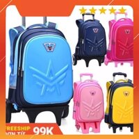 Balo Học Sinh💓FREESHIP💓 Balo Kéo Cho Trẻ Em. Balo Cho Bé Tiểu Học Có Bánh Xe Mâm Lớn Hình Dấu Ấn Siêu Nhân 3D