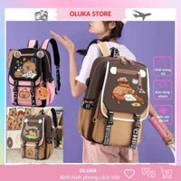 Balo Kapybara nữ đi học cấp 1 2 chống nước nhiều ngăn vải cao cấp cặp học sinh dễ thương  BL055