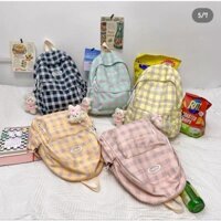 Balo kẻ ô vuông Weimei khóa kéo cho học sinh sinh viên, du lịch thời trang