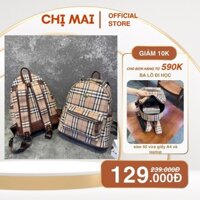 Balo Kẻ Sọc Vàng Nâu đại đi học đựng vừa A4 bản Quai To sịn đẹp