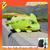 BALO KHỦNG LONG VẢI NHUNG MỊN MÀU XANH LÁ - TẶNG BỌC BALO ĐI MƯA TIỆN LỢI NGẪU NHIÊN