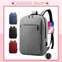 Balo laptop nam nữ vải Canvas Hàn Quốc chống nước, tích hợp cổng sạc USB thông minh TC07