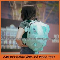 Balo màu xanh ngọc hình Khủng long Nhung mịn mắt in 3D cỡ lớn đựng mũ fullface 3/4 phượt