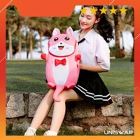 Balo mèo CAT UNISWAP vải nhung màu hồng, balo size lớn đi học, đi làm, đi du lịch