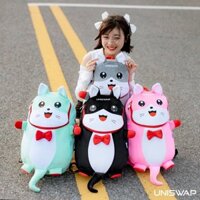 Balo mèo con vải nhung mềm mịn dễ thương đi học đựng laptop, balo chống nước