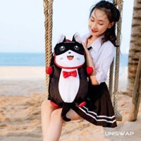 Balo mèo UNISWAP màu đen vải nhung mềm mịn cao cấp, size lớn vải 2 lớp chống nước