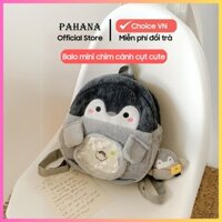 Balo mini chim cánh cụt cute PAHANA dễ thương hình thú, đi học, đi chơi, đi làm, balo gấu cute ulzzang