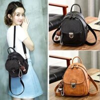 Balo mini da nữ mềm đẹp classic đeo 2 kiểu balo và túi đeo chéo, Tặng Móc Khóa