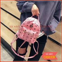 balo mini in họa tiết viền đinh tặng kèm móc hình cún  -CABOXIN tuyển sỉ toàn quốc