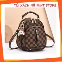 Balo mini thời trang nữ đẹp họa tiết caro cá tính cao cấp đi chơi dạo phố (không kèm móc khóa) PK 757