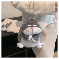 Balo mini, túi đeo chéo thú bông hình con mèo mập đáng yêu, chất lông mịn, size 17x25x14, mã Tuideoheomeo