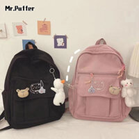 Balo MR PUFFER canvas mềm mại phong cách ulzzang Hàn Quốc dễ thương dành cho nữ