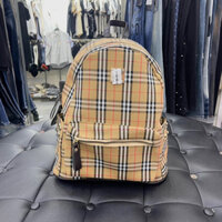 Balo nam nữ canvas kẻ sọc caro be đen đỏ mix đá viền túi BL07P