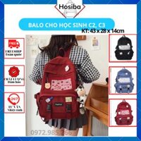 Balo nam nữ đi học, cặp đi học cho học sinh cấp 2, cấp 3, sinh viên phong cách Hàn Quốc, chất liệu vải dù chống thấm M5