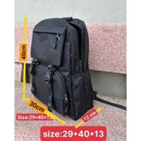 Balo Nam Nữ Đi Học Màu Đen ULZZANG Thời Trang Du Lịch Cặp Sách Học Sinh Nhiêu Ngăn Size 29x40x13