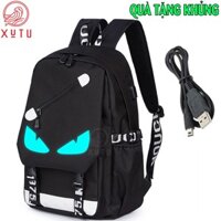 Balo nam nữ đi học thời trang phát sáng dạ quang Xutustore hình Mắt - TẶNG cáp sạc USB - Cặp đi học HOT nhất 2021
