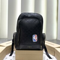 Balo nam nữ Eo Vì da đen vân hoa chữ monogram nổi thêu logo NBA túi hộp cao cấp BL51P