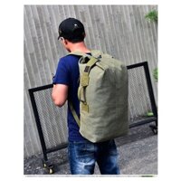 Balo nam vải bố đi phượt chuyên dụng, Balo nam du lịch dáng trống thời trang, khóa gấp độc đáo tiện dụng