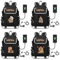 Balo nắp ngang CAPYBARA Chuột lang nước bộ trưởng bộ ngoại giao in hình chibi hot trend đi học cho nam nữ tiện lợi