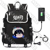 Balo nắp ngang in hình KIMETSU NO YAIBA ver FACE CHIBI Thanh Gươm Diệt Quỷ anime chibi cặp sách nam nữ đi học