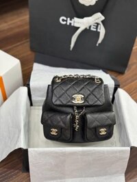 Balo Nữ Chanel Mini 23SS Siêu Cấp Da Hạt Màu Đen 16.5×17.5x10cm