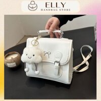 Balo nữ dáng mini (kèm móc khóa hình mây) phong cách đáng yêu nhỏ gọn