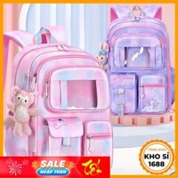 Balo nữ đi học cặp sách cho bé gái cấp 1, cấp 2 siêu nhẹ, thoáng khí, màu sắc dễ thương tặng kèm móc khóa E1315