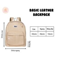 Balo nữ đi học da đẹp màu kem Basic Leather Backpack Timi