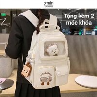 Balo nữ đi học nhiều ngăn Zmin, đựng vừa laptop 14inch, A4 - Z033