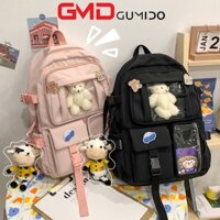 Balo Nữ Đi Học Ulzzang Hàn Quốc Màu Dịu Nhẹ Cao Cấp Cặp Sách Nam Cấp 1 2 3 Chống Nước Quai To C09 - GUMIDO