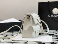 Balo Nữ Hàng Hiệu Chanel Siêu Cấp Bản Đẹp Màu Trắng 20.5x20x11.5cm