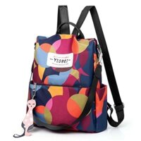 Balo nữ kiêm đeo vai chất vải dù chống thấm nước màu cầu vồng size 27×32×13cm