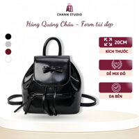 Balo Nữ Mini Đính Nơ Chann Studio Mang Đi Học, Đi Làm Phong Cách Hàn Quốc, Đơn Giản, Da PU Mềm Mịn