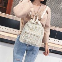 Balo Nữ Mini Vải Dạ Kim Tuyến Kèm Cục Bông