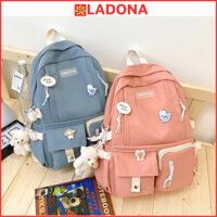 Balo nữ nam cặp ulzzang cặp học sinh cấp 1 cấp 2 cấp 3 thời trang nữ đi học đi chơi dễ thương cute chống nước LADONA BL4