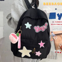 Balo Phối Ngôi Sao Đựng Vừa Laptop Màu Vàng, Hồng, Trắng, Đen | BALO03 | Balo Đính Chữ, Ngôi Sao Cá Tính Đi Học, Đi Chơi