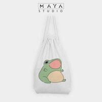 BALO RÚT MAYA vải Canvas đeo vai nhỏ xinh unisex NHỮNG CHÚ ẾCH cực cute phù hợp mang đi học đi chơi - E04