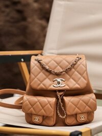 Balo Siêu Cấp Chanel Mini Màu Nâu Trà Sữa 18cm
