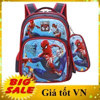 Balo siêu nhân người nhện cho bé trai cấp 1, cặp sách học sinh kèm túi đựng bút từ lớp 2 đến lớp 5