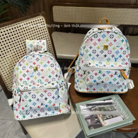 Balo size đại, balo quai to size 40 hoạ tiết hoa trắng sắc màu đựng vừa a4, giáo án cho cả nam và nữ