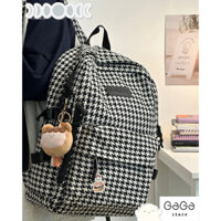 Balo sọc caro đi học nữ thời trang chất vải dạ cao cấp B504 gagastore