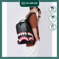 Balo Spray Ground phong cách Bape Shark, chất liệu da PU Cao cấp, Balo Bape Shark