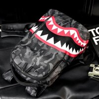 Balo Spray Ground phong cách Bape Shark, chất liệu da PU Cao cấp, Balo Bape Shark