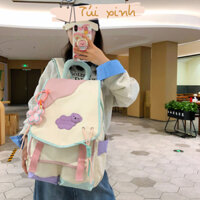 Balo thời trang nữ nhiều ngăn phong cách túi hộp hàn quốc độc đáo xinh xắn chất liệu vải dù chống thấm nước TVBL132