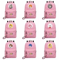 Balo thông minh HỒNG in hình HERO TEAM Simmy Phong cận Siro Mr Vịt Sammy Đào Timmy Kairon Timy Kamui cổng sạc tiện dụng