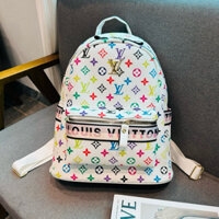 balo to, balo đi học hoạ tiết trắng 7 màu phối sọc size 40 kiểu dáng thời trang hot trend